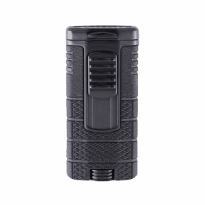 Xikar XI-553BK2 Tactical Triple Schwarz Sturmfeuerzeug mit drei Jet-Flammen, matt-schwarzem Gehäuse und großem Gasfenster, erhältlich bei Nobbis Tabakwelt – ideales Zigarrenfeuerzeug, windresistent und hochwertig verarbeitet.