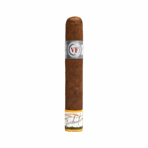 VegaFina Tributo Dominicus Edición Limitada 2022 Zigarre mit braunem Deckblatt, silber-rotem VF-Zigarrenring und weiß-goldenem Tributo-Ring