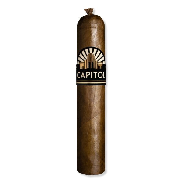 Capitol Jack Nicaragua Zigarre mit dunklem Deckblatt und exklusiver, schwarz-goldener Banderole im Art-déco-Stil, hochwertige Premiumzigarre