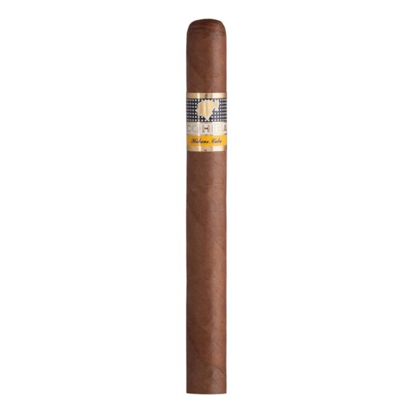 Cohiba Siglo III Zigarre mit mittelbraunem Deckblatt und charakteristischer gelb-schwarzer Banderole, hochwertige kubanische Premiumzigarre
