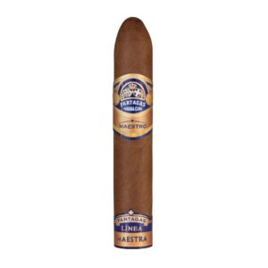 Partagas Maestro Línea Maestra Zigarre mit spitz zulaufendem Kopf und edler blau-goldener Banderole, kubanische Premiumzigarre aus der Línea Maestra Serie
